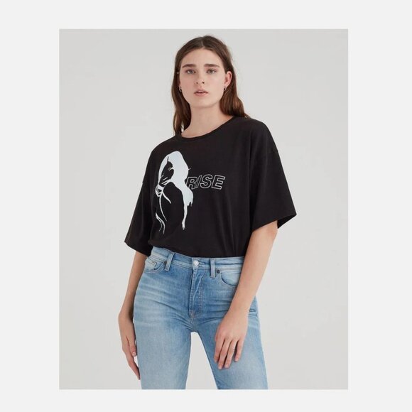 7 For All Mankind “Rise” Girl Oversized Graphic Tee Women’s Size Small - Picture 1 of 5